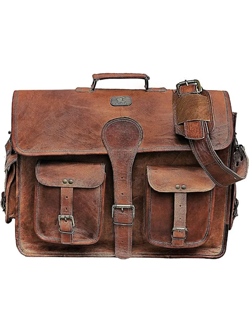 Vintage Handmade Leather Messenger Bag - 16